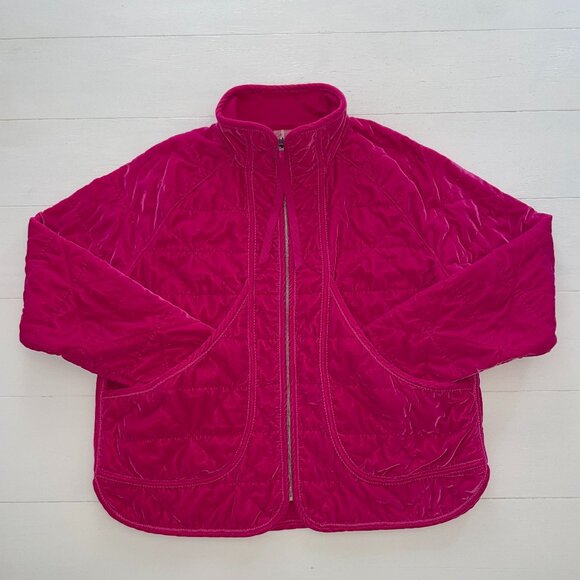 Calia by Carrie Underwood Women's L Velour Quilted Jacket Full Zip Raspberry Ice - Picture 4 of 16